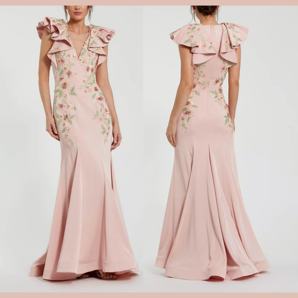 NWT MAC DUGGAL [ 2 ] 11773 Flutter Sleeve Embellished Mermaid Gown J2349 - Picture 2 of 15